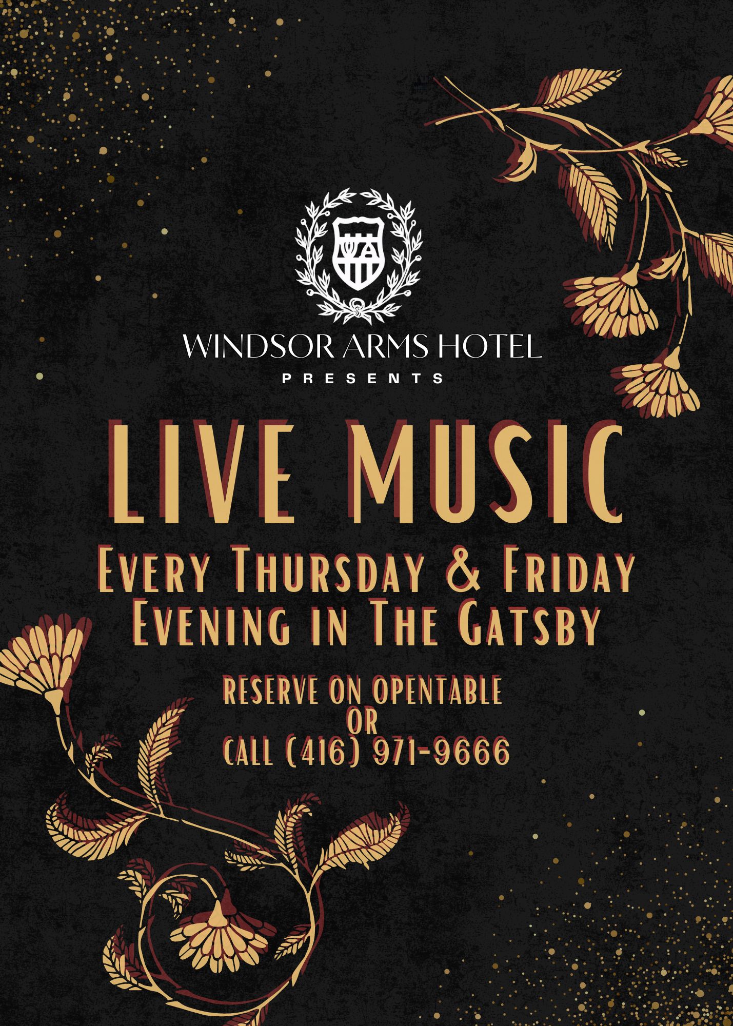 Live Music Every Thursday & Friday Evening in the Gatsby