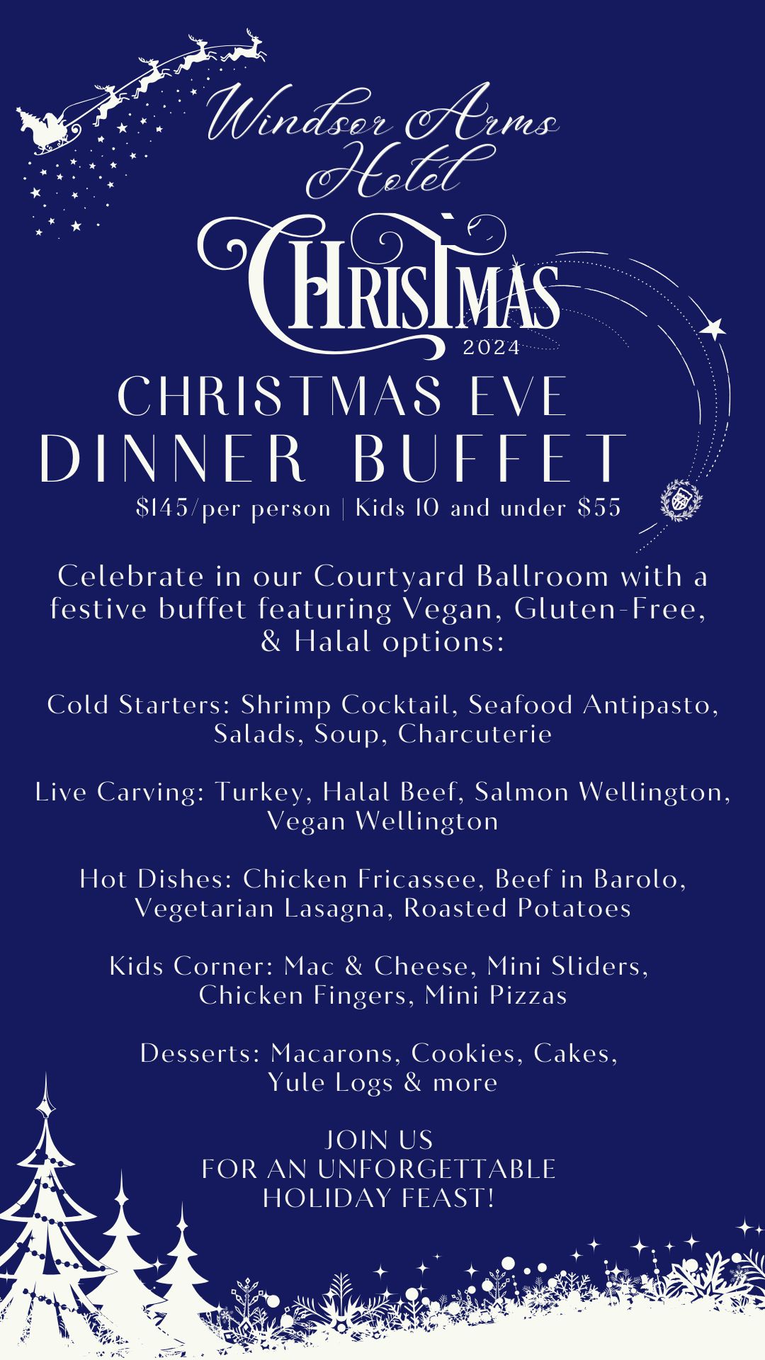 December 24 Christmas Eve Buffet Dinner Menu