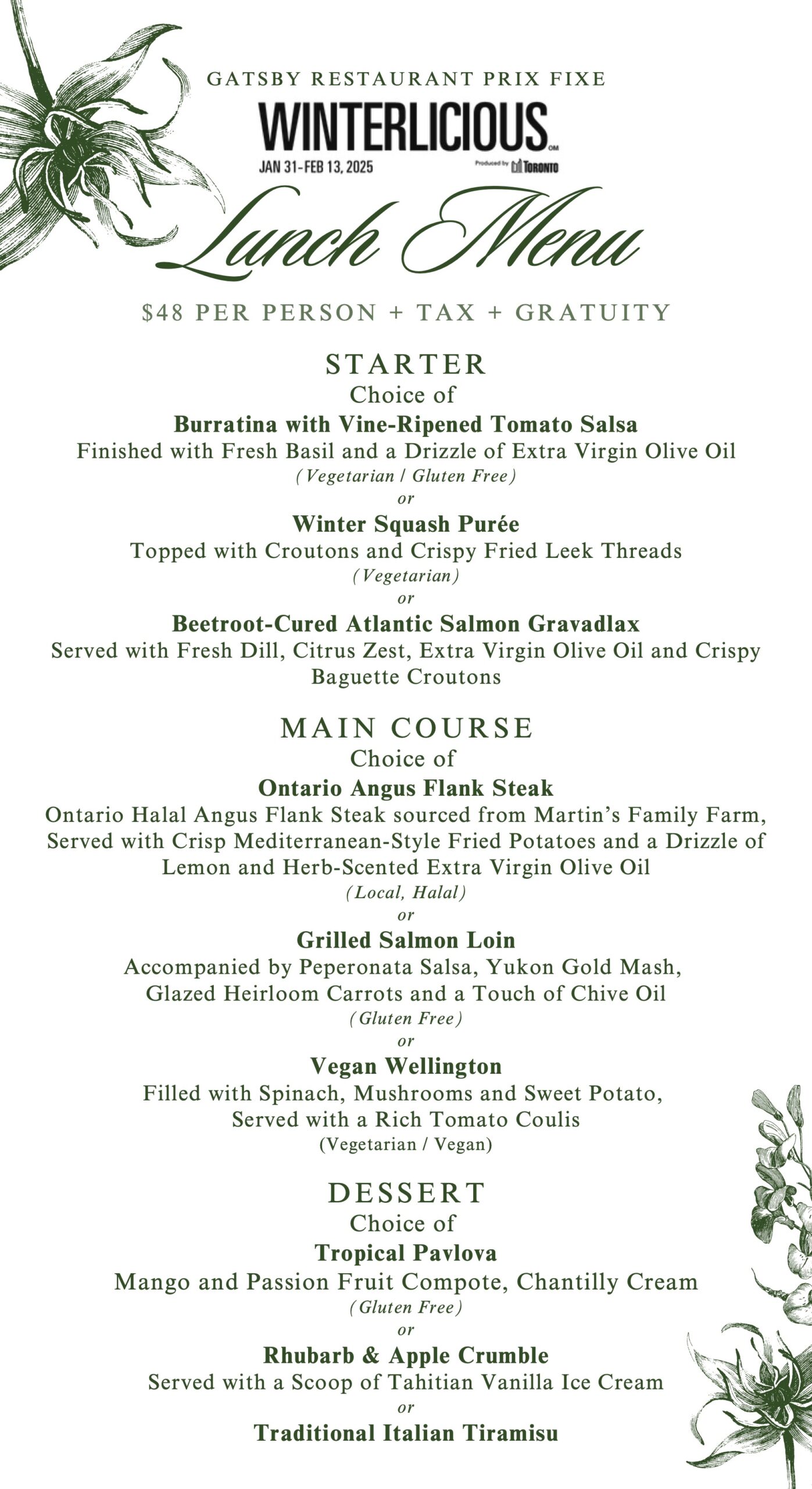 Winterlicious Lunch Menu 2025